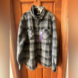 NEW, Grey Plaid Sherpa Lined Jacket, Berkeley & Jensen